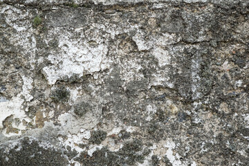 Weathered and cracked concrete wall, displaying age and texture. backgrounds or urban themes