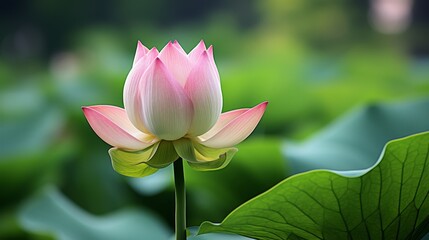 Macro photography of pink lotus bud with sharp petal edges against blurred green background, creating zen garden atmosphere with shallow depth of field