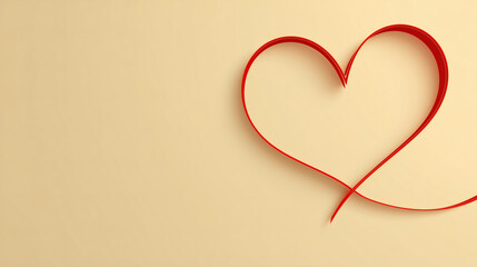A cream background with a thin heart outline in light red at the top right corner leaves plenty of blank space for text, creating a modern and simple look.