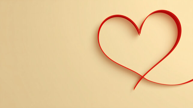 A cream background with a thin heart outline in light red at the top right corner leaves plenty of blank space for text, creating a modern and simple look.