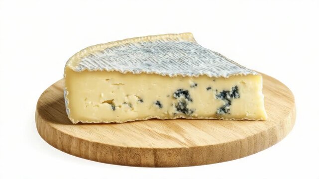 Delicious blue cheese brie slice with a flaky, golden-brown crust.