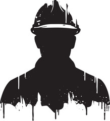 Silhouette of construction worker wearing hardhat in artistic dr