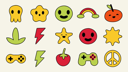 Charming hand drawn doodle collection featuring whimsical icons and artistic elements for creative projects