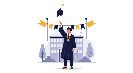 Fototapeta premium Graduate Throws Cap Celebrating Academic Achievement And Future Success