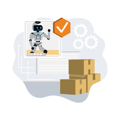 Obraz premium Futuristic robots with artificial intelligence technology depict AI-streamlined compliance.