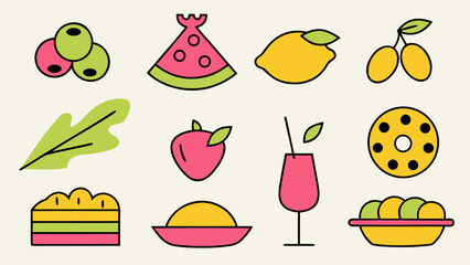 Charming hand drawn italian food assortment featuring mediterranean delicacies for culinary creations and gastronomic designs