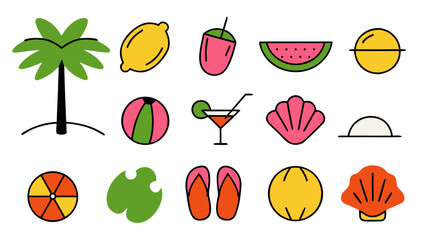 Charming hand drawn summer collection featuring italian dolce vita elements and vibrant colors for creative projects
