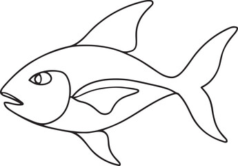 Obraz premium Cute Cartoon Fish Flying Among Clouds, Perfect for Coloring Books