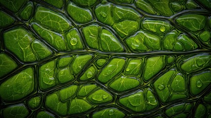 Close-up of a green leaf exhibiting intricate textures and patterns.