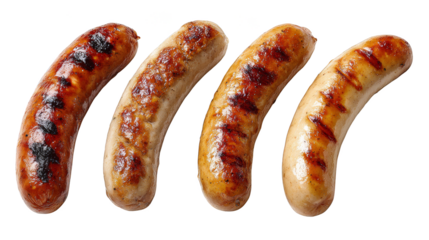 Sizzling sausages on a dark background, culinary delight for meat lovers sizzling.