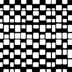A repeating pattern of white rounded squares and rectangles on a black background creating a grid like design