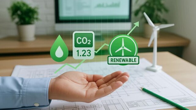 Renewable energy sector engineering work focused on CO2 reduction and sustainable solutions promoting cleaner environment and future development