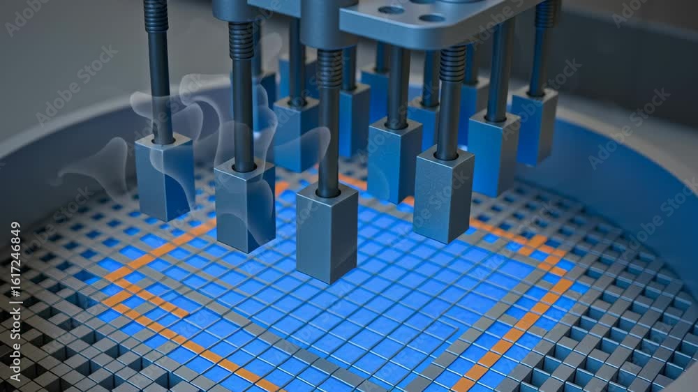 Poster semiconductor chip manufacturing and engineering technology energy sector utilizes precise machinery