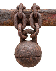 Rusted metal chains and weight