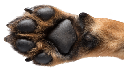 Detailed closeup, exploring the intricate textures and features of a dog's paw closeup.