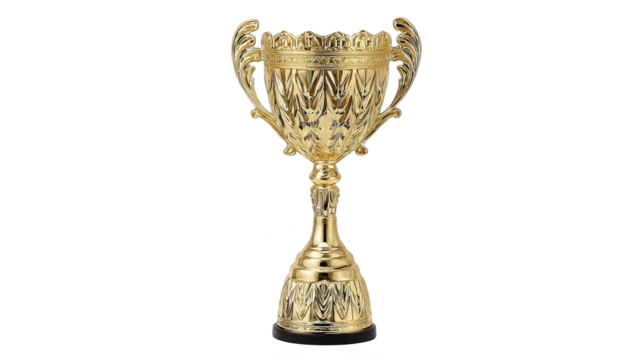 Shining trophy, symbol of achievement, victory, and success in competition.