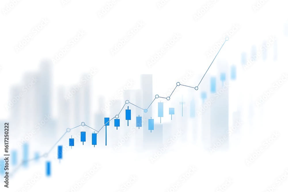 Aufkleber abstract financial chart with uptrend line graph and bar diagram background