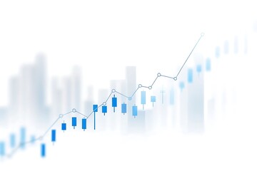Abstract financial chart with uptrend line graph and bar diagram background