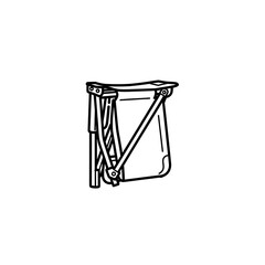 Black and White Line Art Illustration of a Folded Camping Chair.