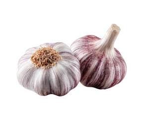 Close-up of two whole garlic bulbs