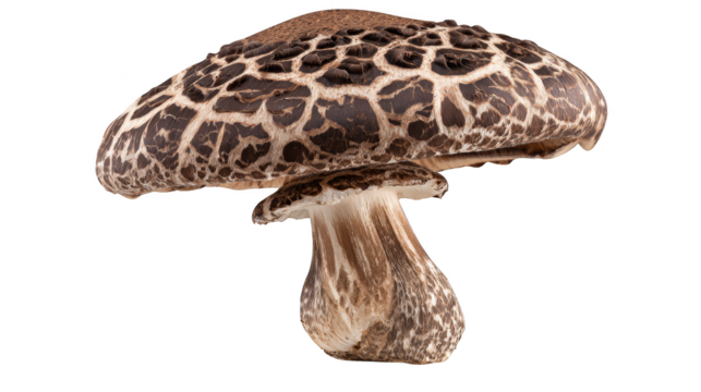 Intricate closeup of a mushroom on black background, study in texture and detail.