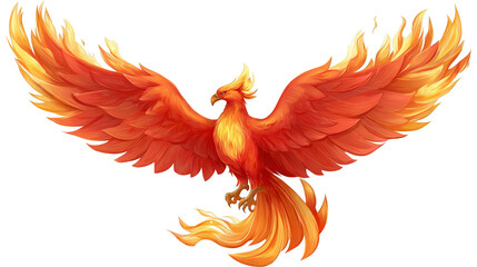 Fototapeta premium Fiery phoenix bird, a symbol of rebirth and renewal in vibrant orange feathers majestic.
