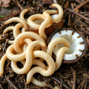 Coconut worms are alternative food and the food of the future rich in protein.