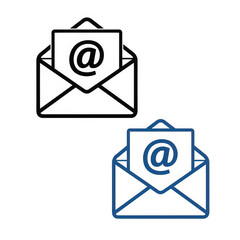 3d icon of two simple 3d icons of an open envelope with the at symbol representing email communication isolated on transparent background