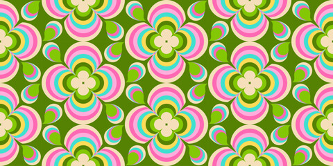 Seamless retro daisy flower pattern in vibrant pop colors