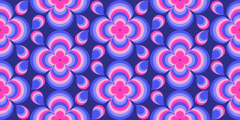 Seamless retro daisy flower pattern in vibrant pop colors