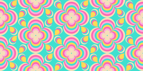 Seamless retro daisy flower pattern in vibrant pop colors