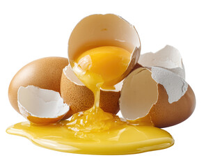 Broken eggs with yolk spilling