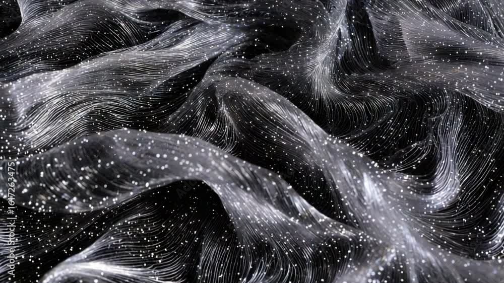 Aufkleber abstract black and white flowing fabric with sparkling elements creating a dreamy and ethereal atmos