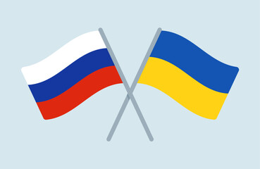 Vector Russia and Ukraine Flags Illustration