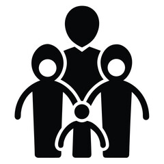 Black silhouette of a family group with one adult and two children people