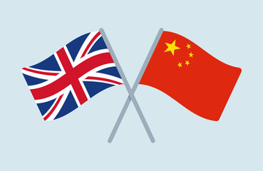 Vector United Kingdom and China Flags Illustration