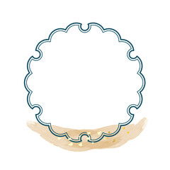 水彩筆の金粉雪輪和風フレーム素材1