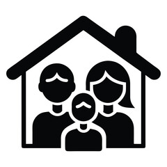 Obraz premium Black silhouette of a family inside a house icon home