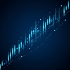 Abstract Blue Financial Growth Chart Background