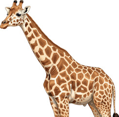Cartoon watercolor giraffe Illustration. Animal clipart illustration.