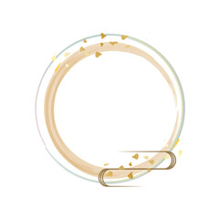 水彩筆の和風流水と金粉の丸型フレーム素材