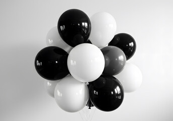 Black and white balloon cluster