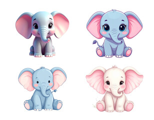 Naklejka premium A Cute Scottish Fold elephant isolated on white