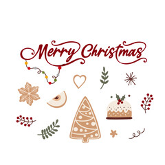 Vector Christmas frame, postcard with holiday elements. Holiday background.