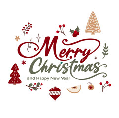 Vector Christmas frame, postcard with holiday elements. Holiday background.