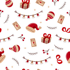 Beautiful Christmas pattern seamless, handmade pattern, great for Christmas textiles, banners, wraps, wallpapers - vector surface. Christmas elements.