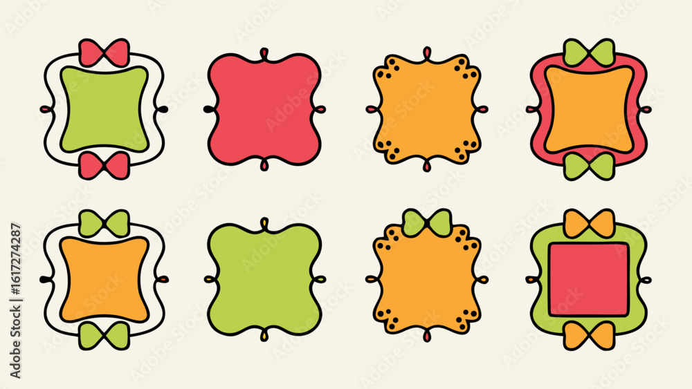Poster collection of distinctive hand drawn ornamental borders featuring elegant undulating lines for creat
