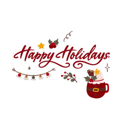 Vector Christmas frame, postcard with holiday elements. Holiday background.