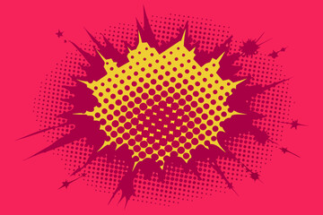 Dynamic comic book explosion burst with vibrant yellow and magenta halftone dots creating an energetic abstract background for impactful design projects and modern advertising.