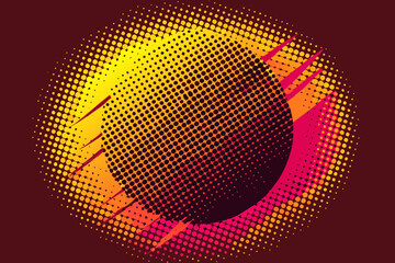 Dynamic abstract halftone circle bursts with vibrant gradient colors, radiating energy and modern style for creative projects